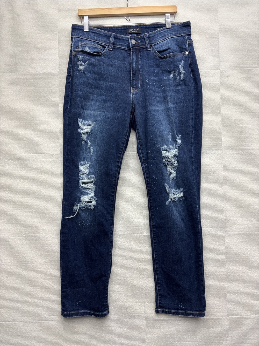 Judy Blue | 14W boyfriend fit Distressed Dark Blue Women's Jeans